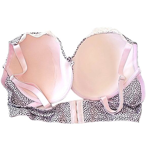 Isaac Mizraha New York Polka Dot and Lace Black Light Pink Bra Size 42DD - Picture 2 of 9